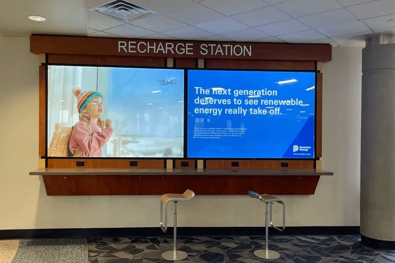 Advertising - Recharging Stations at the Richmond International Airport.
